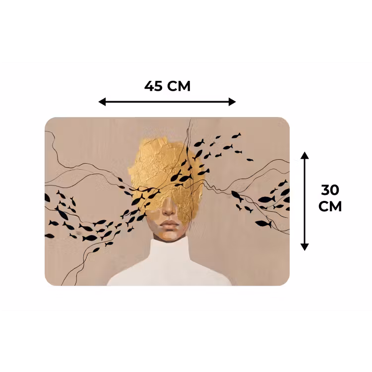 Modern - Vrouw - Goud Placemat vinyl groot -specs