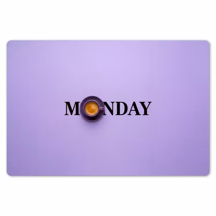 Maandag - Mok - Koffie - Paars Placemat vinyl groot -zzsfeer1_Kitchenyeah-website