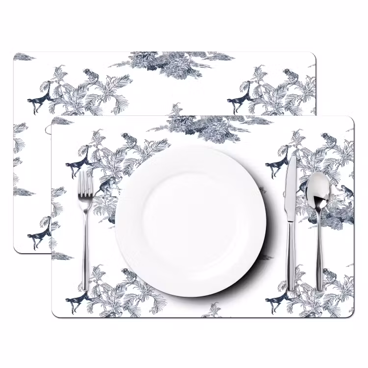 Aap - Palmboom - Blauw Placemat vinyl groot 368 -zzsfeer2_Kitchenyeah-website
