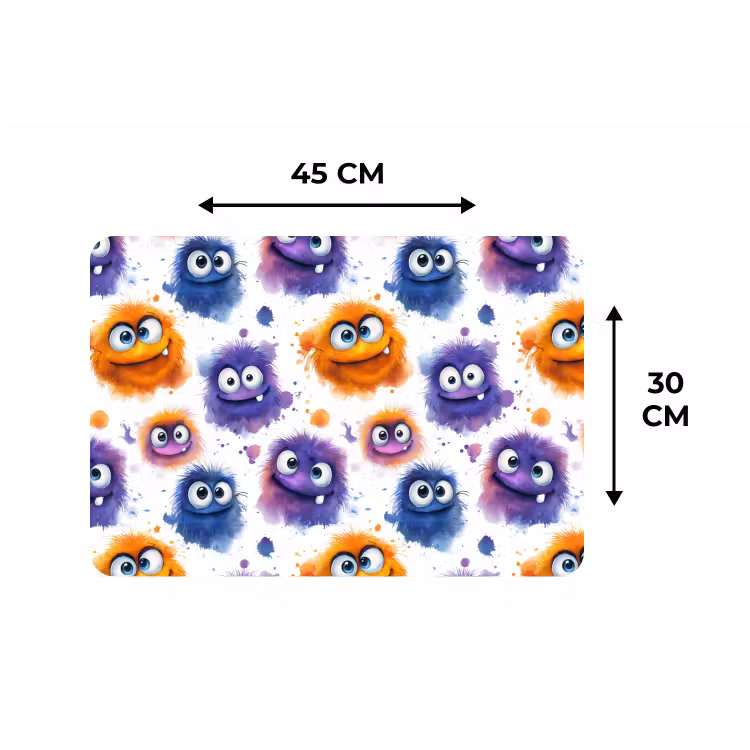 Monstertjes - Aquarel - Kleurrijk Placemat vinyl groot 368 -specs