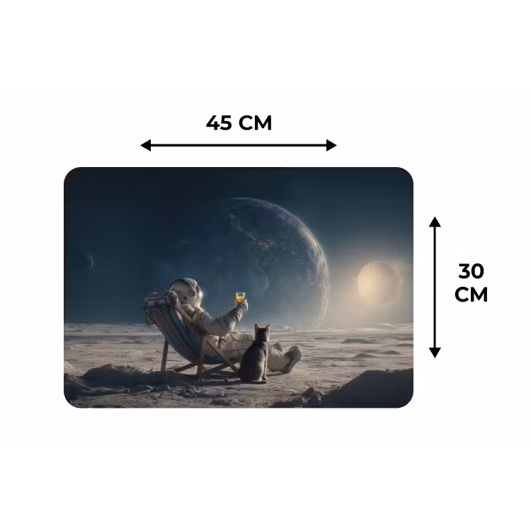 Maan - Kat - Astronaut - Ruimte Placemat vinyl groot -specs