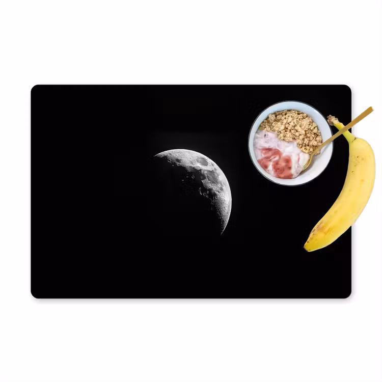 Maan - Hemel - Zwart - Schaduw Placemat vinyl groot -zzzproduct_Kitchenyeah-website