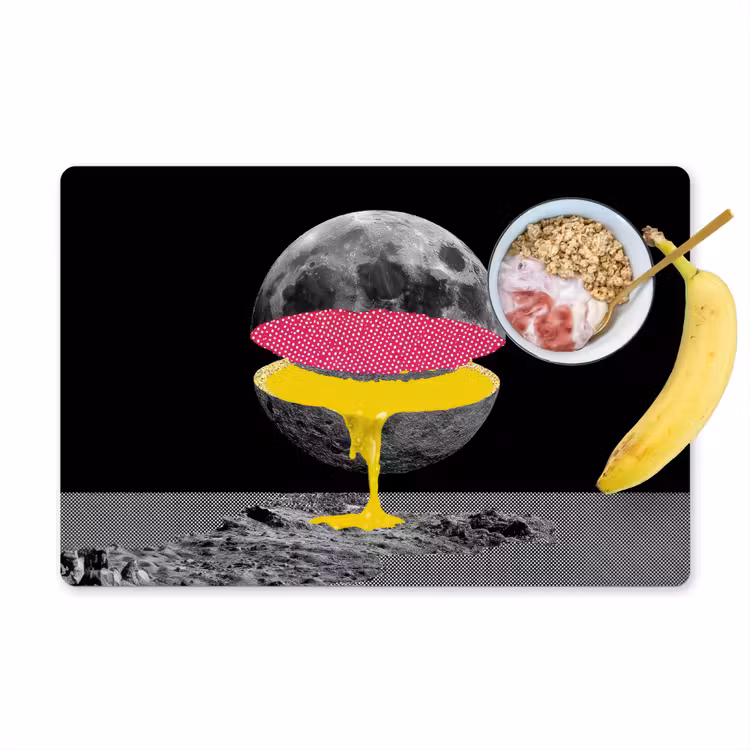 Maan - Geel - Roze - Zwart Placemat vinyl groot -zzzproduct_Kitchenyeah-website
