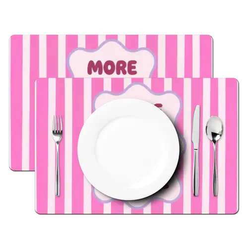 More coffee - Roze - Paars - Strepen - Mok Placemat vinyl groot -zzsfeer2_Kitchenyeah-website
