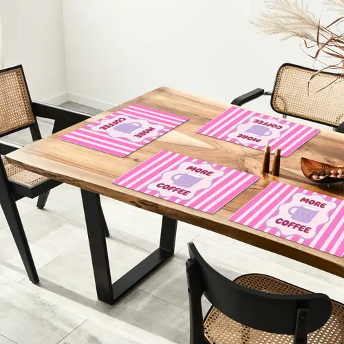 More coffee - Roze - Paars - Strepen - Mok Placemat vinyl groot -zzsfeer4_Kitchenyeah-website