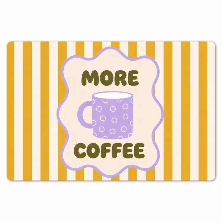 More coffee - Geel - Paars - Strepen - Mok Placemat vinyl groot -zzsfeer1_Kitchenyeah-website