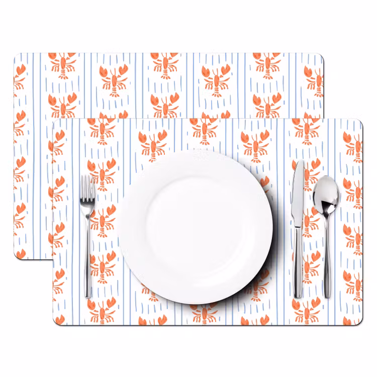 Zee - Kreeft - Oranje - Blauw Placemat vinyl groot 368 -zzsfeer2_Kitchenyeah-website