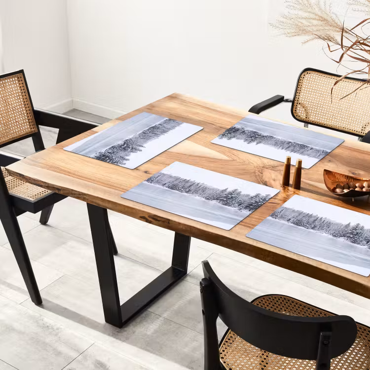 Meer - Dennen - IJs - Winter - Rustgevend Placemat vinyl groot -zzsfeer4_Kitchenyeah-website