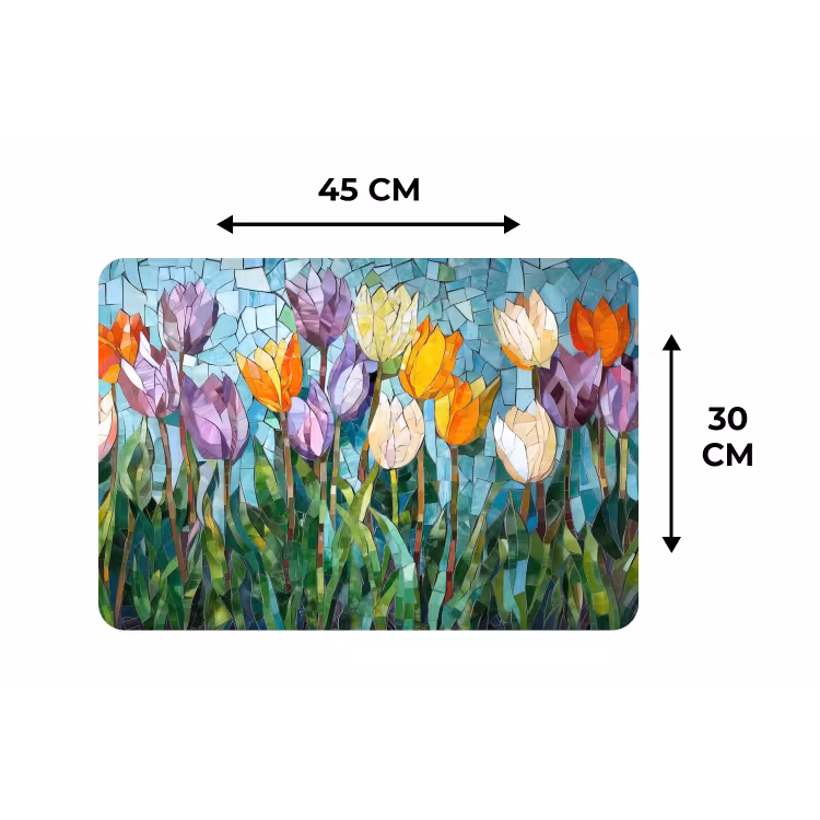 Mozaïek - Veld - Tulpen - Kleurrijk Placemat vinyl groot -specs