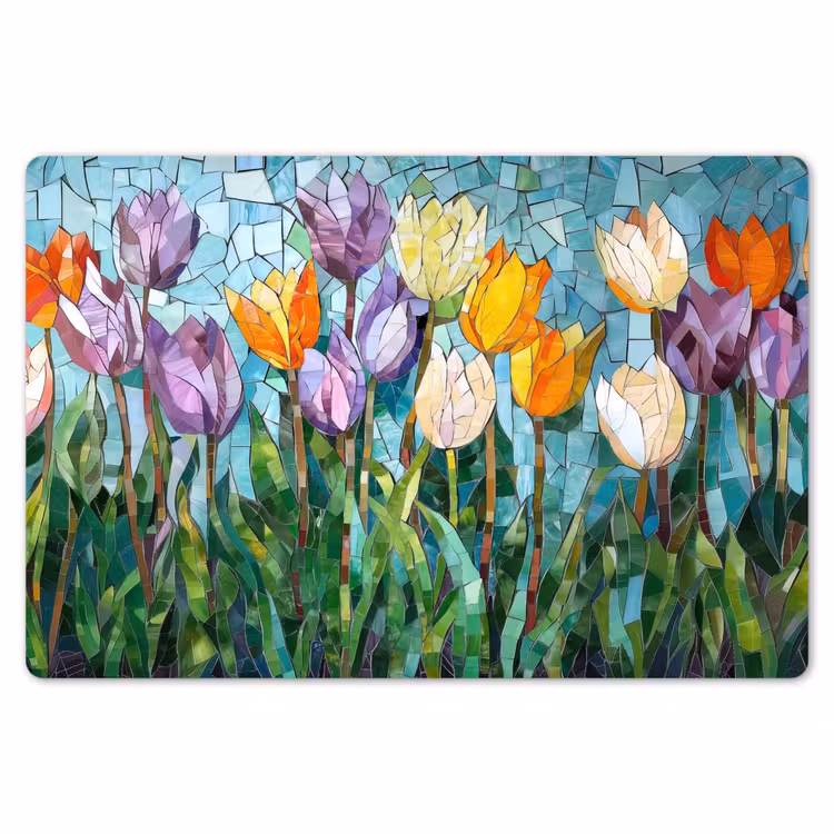 Mozaïek - Veld - Tulpen - Kleurrijk Placemat vinyl groot -zzsfeer1_Kitchenyeah-website