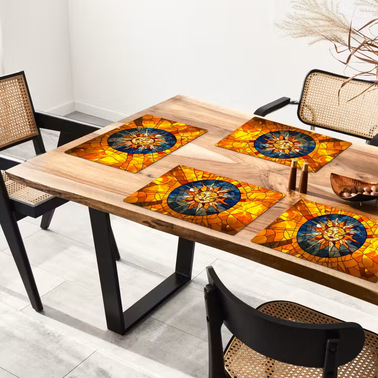 Mozaïek - Zon - Geel - Cirkel Placemat vinyl groot -zzsfeer4_Kitchenyeah-website