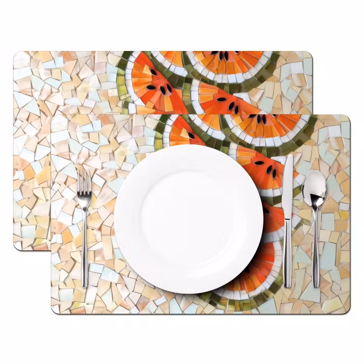 Mozaïek - Watermeloen - Rood - Pitten Placemat vinyl groot -zzsfeer2_Kitchenyeah-website