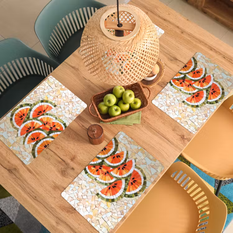 Mozaïek - Watermeloen - Rood - Pitten Placemat vinyl groot -zzsfeer5_Kitchenyeah-website