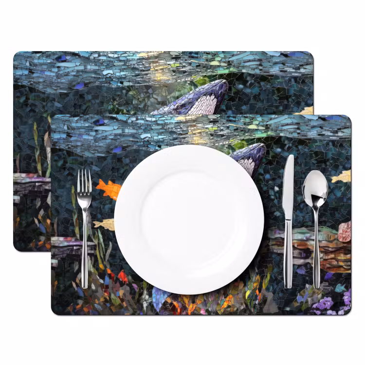 Mozaïek - Walvis - Koraal - Water Placemat vinyl groot -zzsfeer2_Kitchenyeah-website