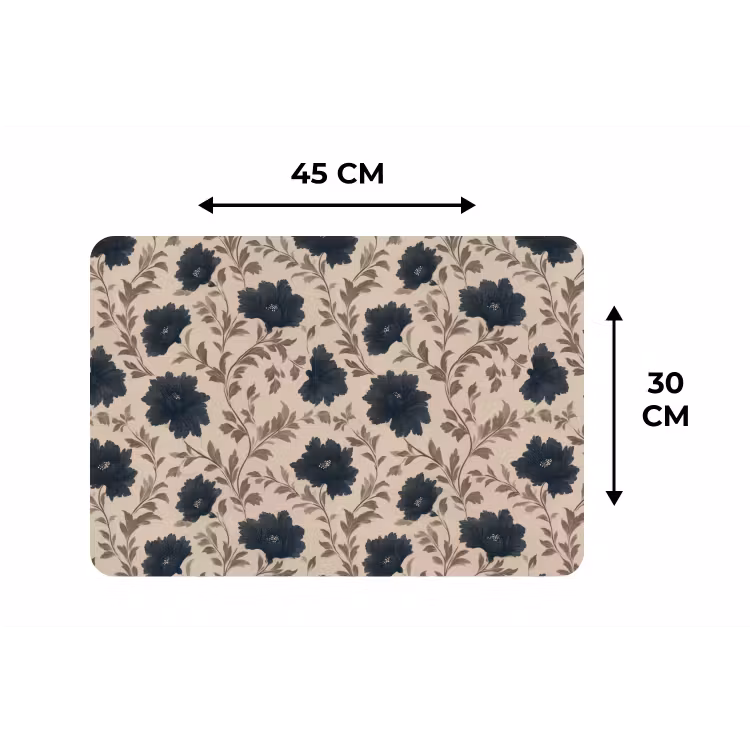 Motief - Bloemen - Zwart - Beige Placemat vinyl groot 368 -specs
