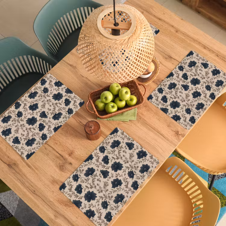 Motief - Bloemen - Zwart - Beige Placemat vinyl groot 368 -zzsfeer5_Kitchenyeah-website