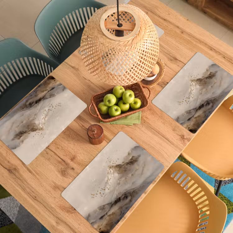 Berglandschap - Mist - Penseelstreken Placemat vinyl groot -zzsfeer5_Kitchenyeah-website
