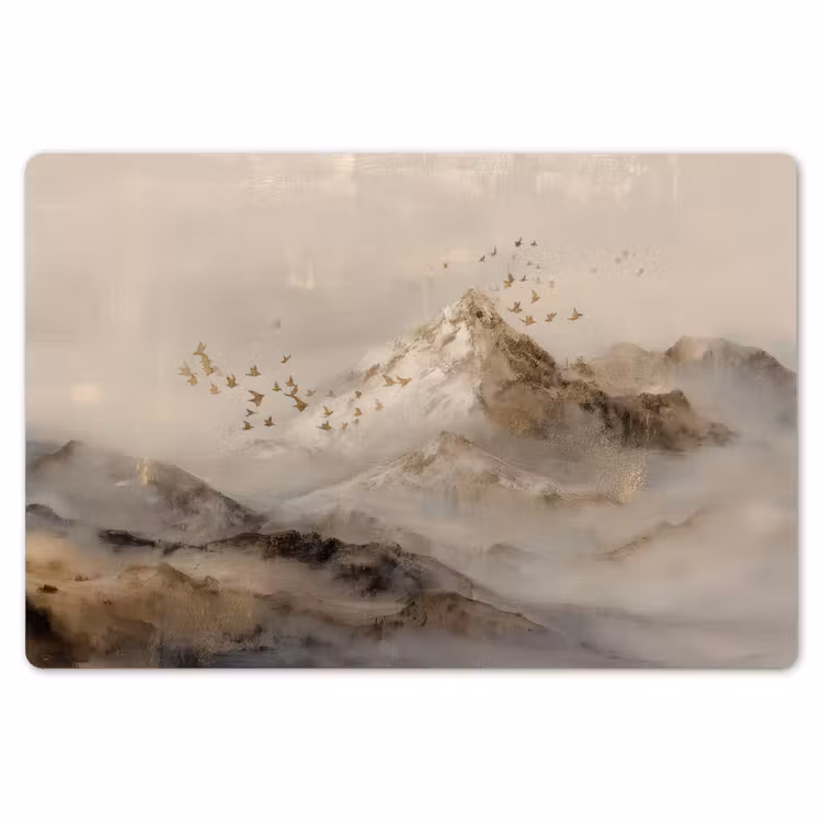 Berglandschap - Mist - Penseelstreken Placemat vinyl groot -zzsfeer1_Kitchenyeah-website