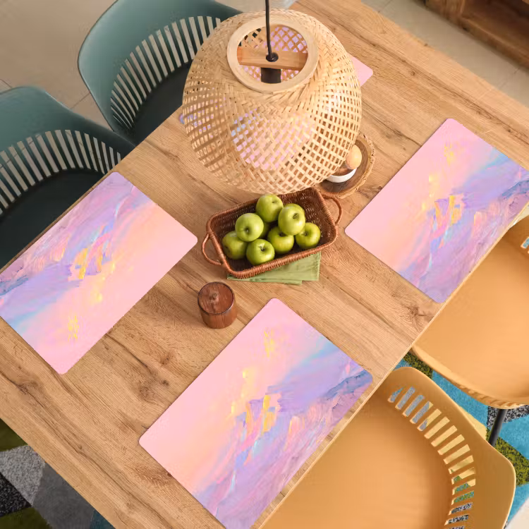 Bergtoppen - Wolken - Dromerig Placemat vinyl groot -zzsfeer5_Kitchenyeah-website