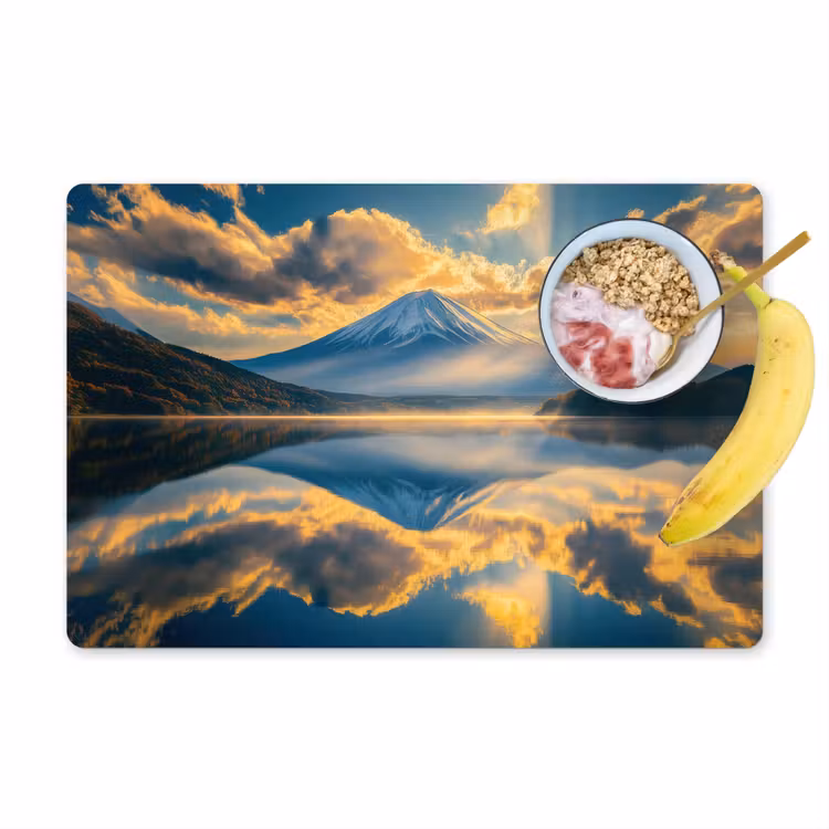 Berg - Rivier - Zonsondergang Placemat vinyl groot -zzzproduct_Kitchenyeah-website