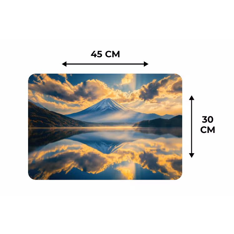 Berg - Rivier - Zonsondergang Placemat vinyl groot -specs