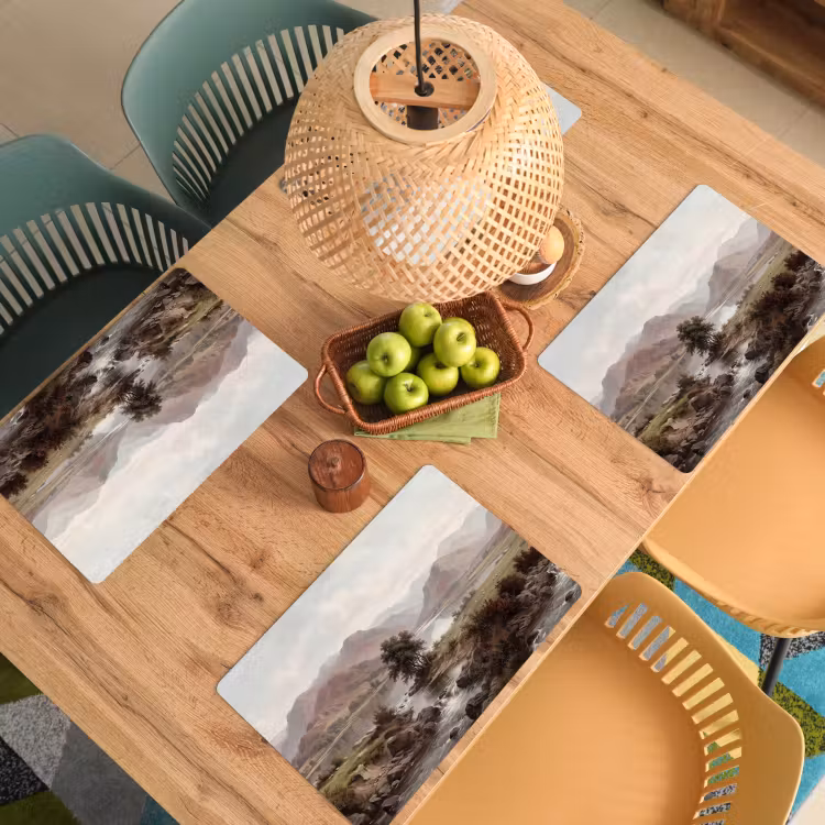 Berglandschap - Meer - Bergen - Vallei - Klassiek Placemat vinyl groot -zzsfeer5_Kitchenyeah-website