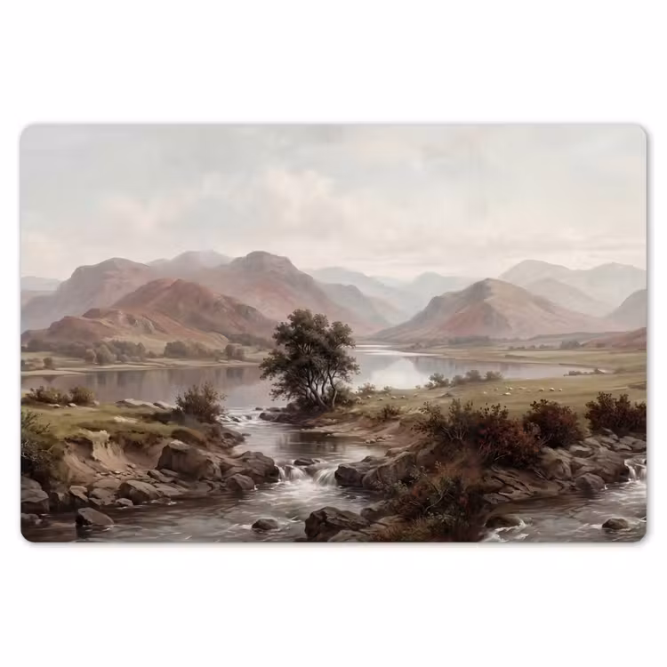 Berglandschap - Meer - Bergen - Vallei - Klassiek Placemat vinyl groot -zzsfeer1_Kitchenyeah-website
