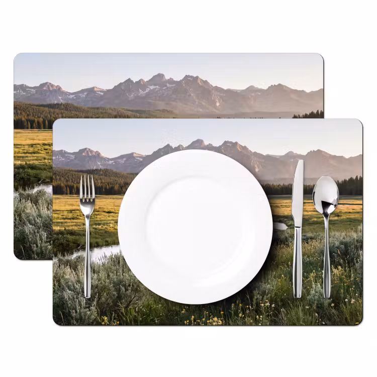 Berglandschap - Rivier - Bos Placemat vinyl groot -zzsfeer2_Kitchenyeah-website