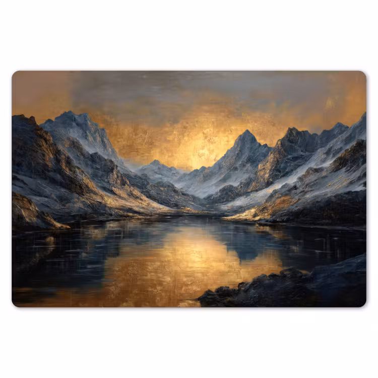 Berglandschap met Gouden Zonsondergang Placemat vinyl groot -zzsfeer1_Kitchenyeah-website