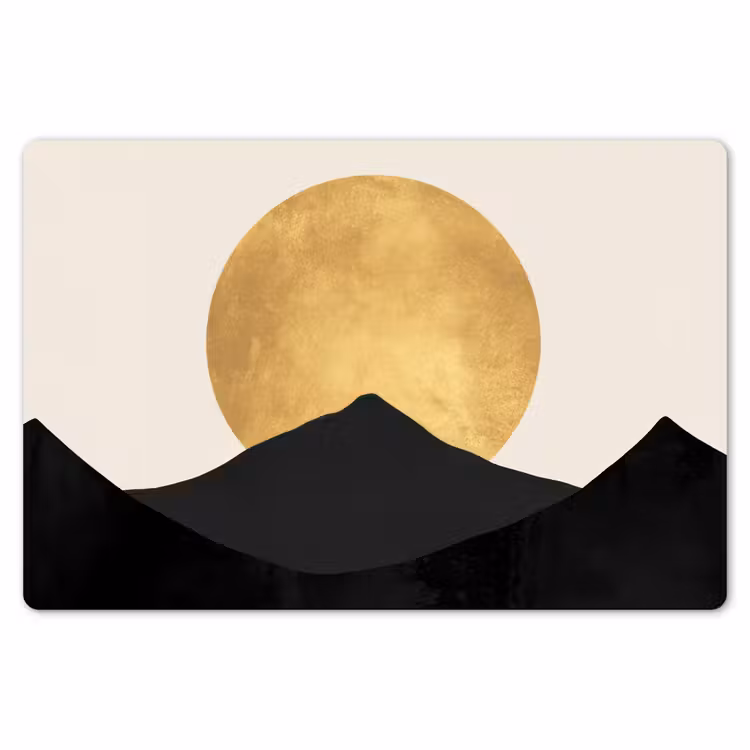 Bergsilhouetten - Gouden cirkel - Beige Placemat vinyl groot -zzsfeer1_Kitchenyeah-website