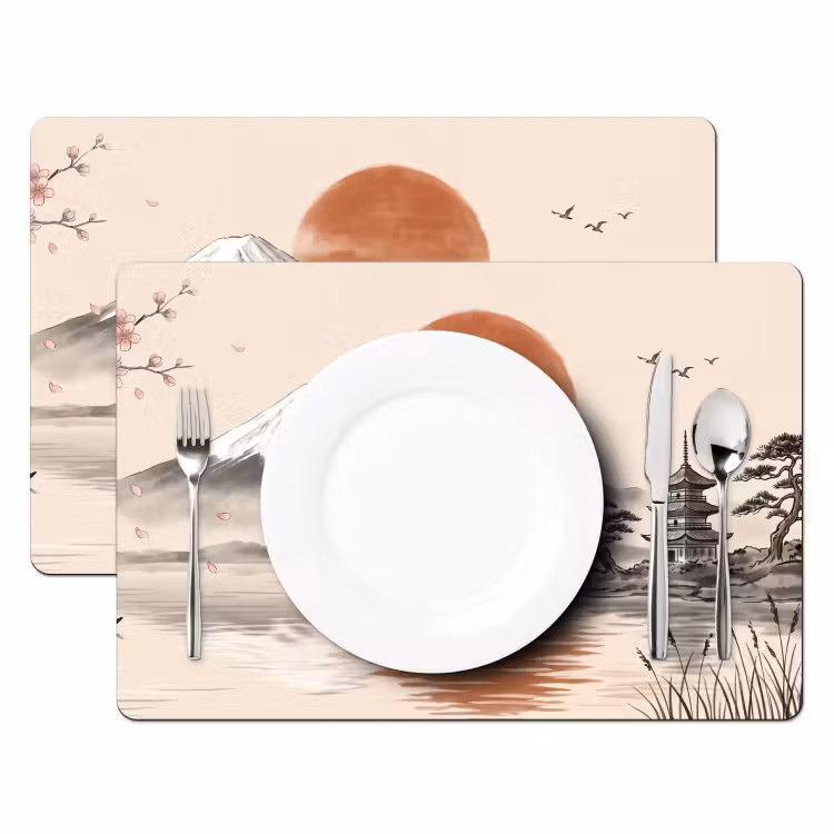 Bergtop - Meer - Bloesem Placemat vinyl groot -zzsfeer2_Kitchenyeah-website
