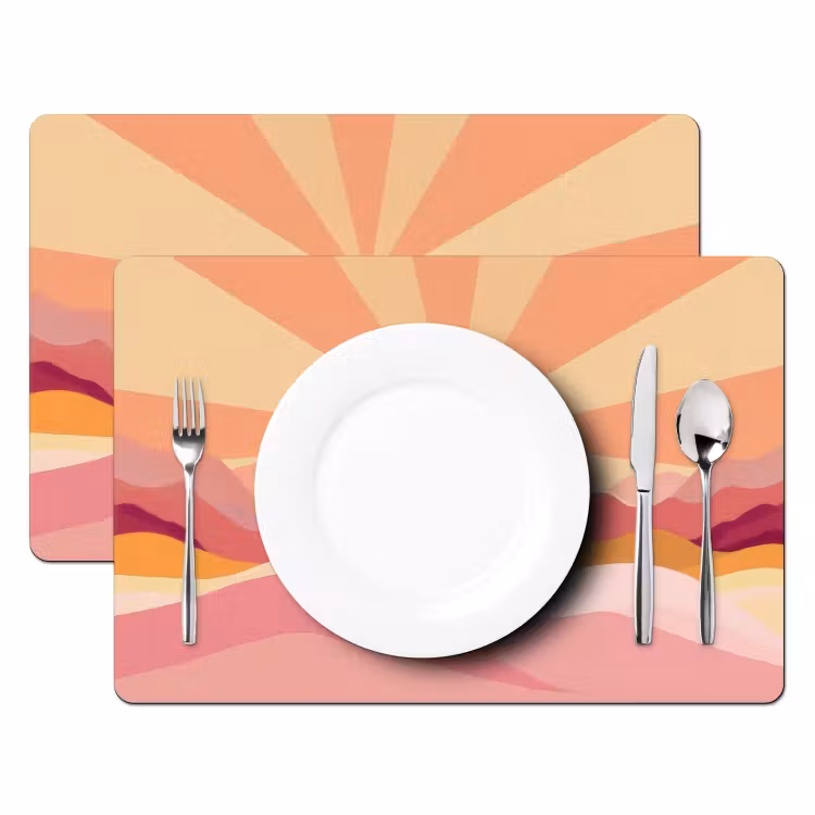 Bergen - Abstract - Zonnestralen - Roze Placemat vinyl groot -zzsfeer2_Kitchenyeah-website