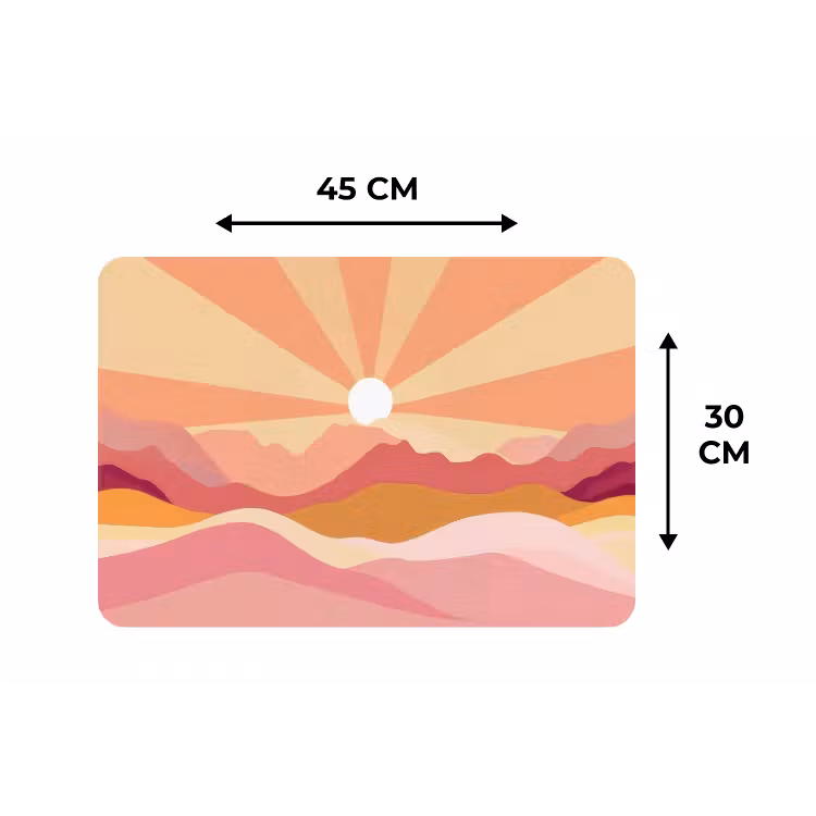 Bergen - Abstract - Zonnestralen - Roze Placemat vinyl groot -specs