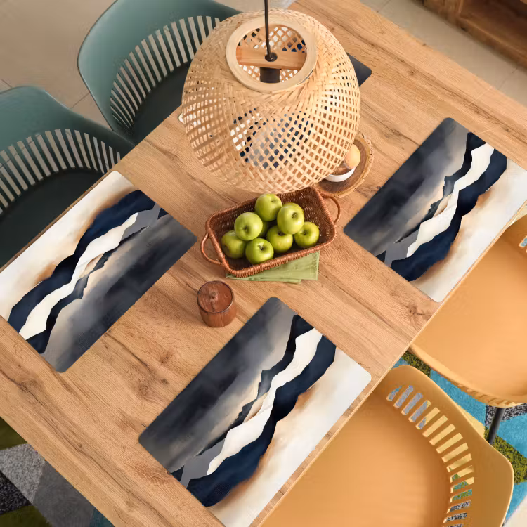 Bergen - Donkerblauw - Landschap Placemat vinyl groot -zzsfeer5_Kitchenyeah-website