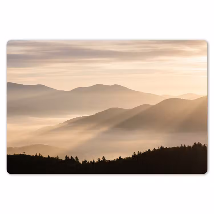 Bergen - Mist - Zonnestralen Placemat vinyl groot -zzsfeer1_Kitchenyeah-website
