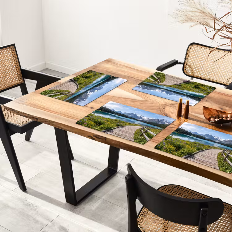 Bergen - Meer - Landschap - Blauw Placemat vinyl groot -zzsfeer4_Kitchenyeah-website