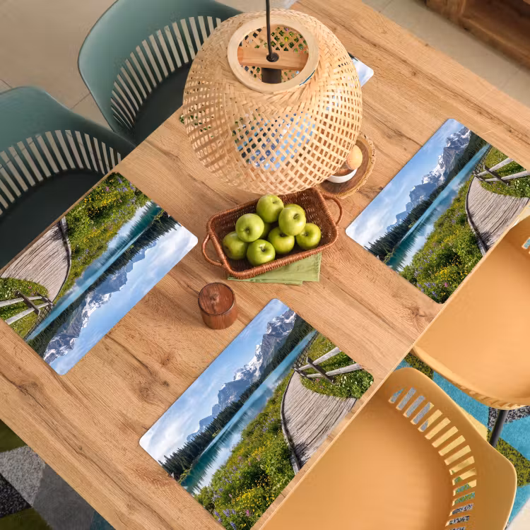 Bergen - Meer - Landschap - Blauw Placemat vinyl groot -zzsfeer5_Kitchenyeah-website