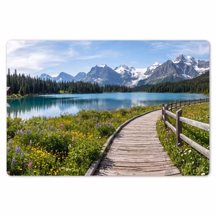 Bergen - Meer - Landschap - Blauw Placemat vinyl groot -zzsfeer1_Kitchenyeah-website