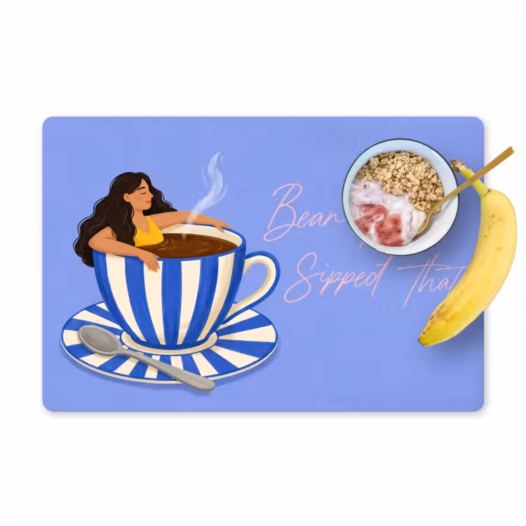 Mok - Koffie - Vrouw - Paars Placemat vinyl groot -zzzproduct_Kitchenyeah-website