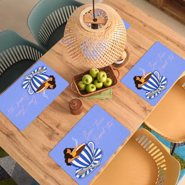 Mok - Koffie - Vrouw - Paars Placemat vinyl groot -zzsfeer5_Kitchenyeah-website