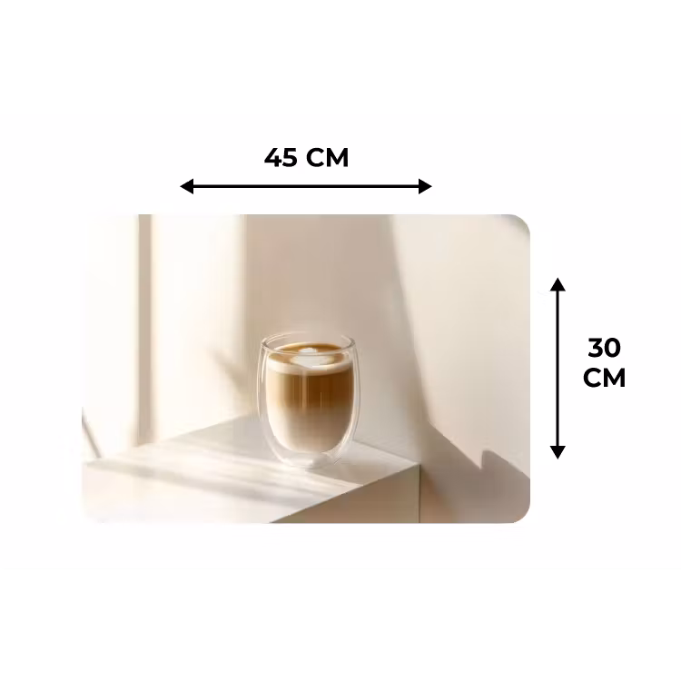 Mok - Latte - Minimalistisch - Schaduw Placemat vinyl groot -specs