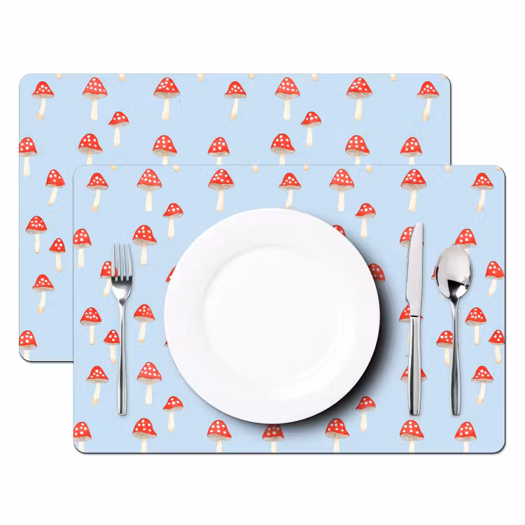 Paddenstoel -Sprookje - Blauw Placemat vinyl groot 368 -zzsfeer2_Kitchenyeah-website