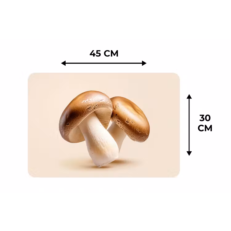 Champignons - Zacht - Beige Placemat vinyl groot -specs