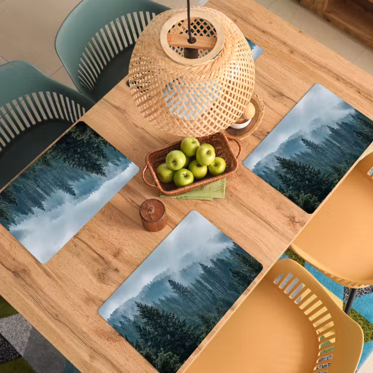 Naaldwoud - Bergen - Mist Placemat vinyl groot -zzsfeer5_Kitchenyeah-website