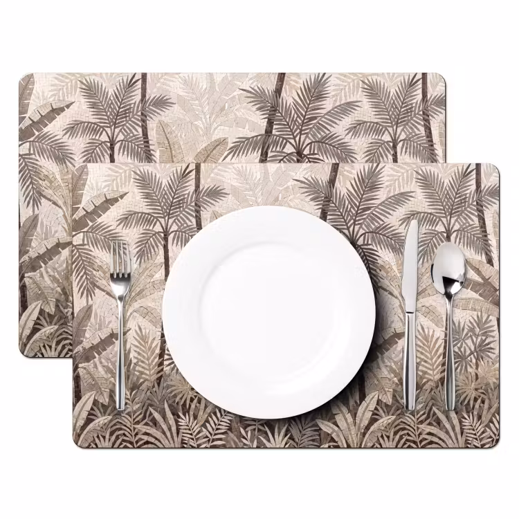 Natuur - Bladeren - Landschap - Mozaïek - Beige Placemat vinyl groot -zzsfeer2_Kitchenyeah-website
