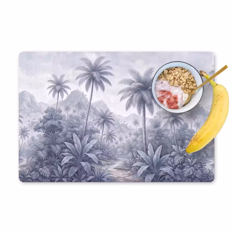Natuur - Boom - Tropisch - Landschap - Blauw Placemat vinyl groot -zzzproduct_Kitchenyeah-website