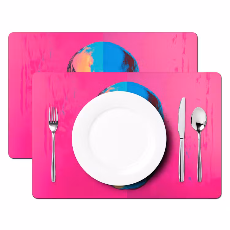 Neon - Blauw - Pop-art - Schedel Placemat vinyl groot -zzsfeer2_Kitchenyeah-website