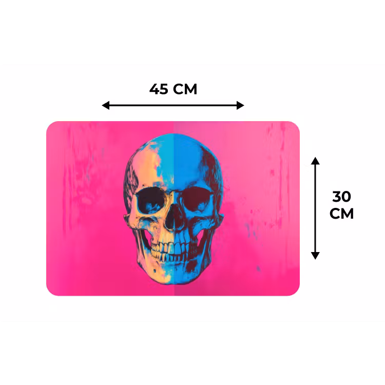 Neon - Blauw - Pop-art - Schedel Placemat vinyl groot -specs