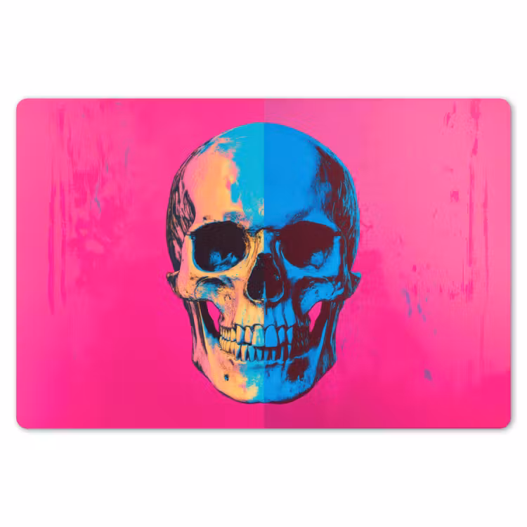 Neon - Blauw - Pop-art - Schedel Placemat vinyl groot -zzsfeer1_Kitchenyeah-website