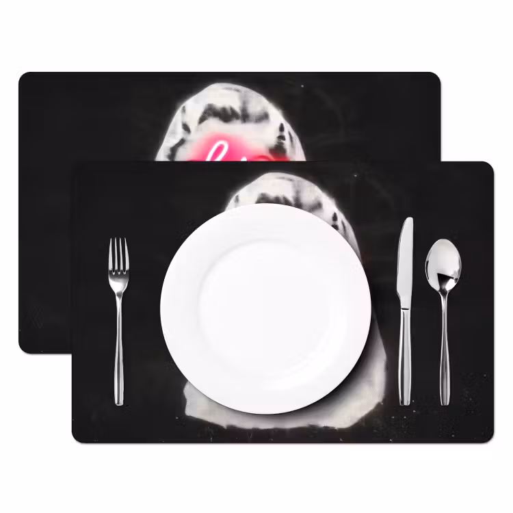 Neon - Letters - Vintage - Vrouw Placemat vinyl groot -zzsfeer2_Kitchenyeah-website